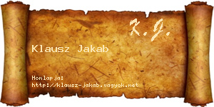 Klausz Jakab névjegykártya